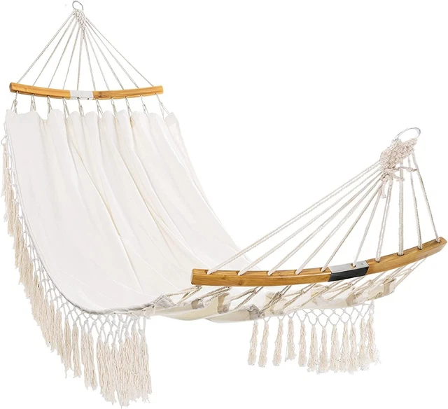 HBlife Hammock, Beige 2 Person Cotton Canvas Portable Sturdy