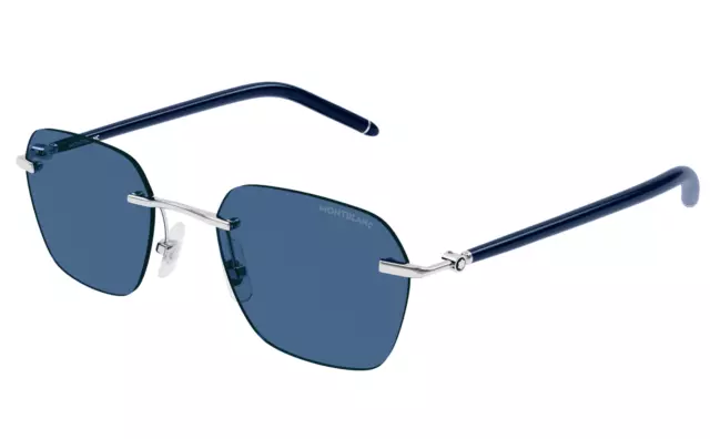 Lunettes de Soleil Montblanc MB0270S 003 Bleu Argent Unisexe