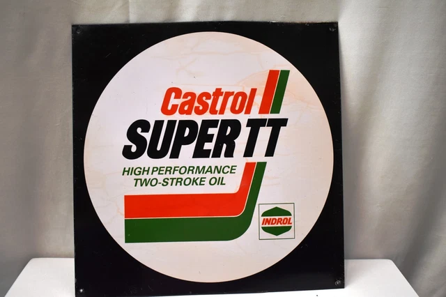 VINTAGE CASTROL MOTOR Oil Sign Board Advertising Tin Litho Indrol Two ...