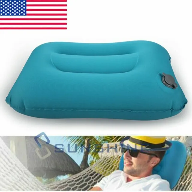 Ultralight Portable Inflatable Air Camping /Travel Pillow Backpacking +Carry Bag