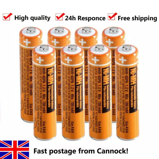 Panasonic HHR-4DPA NI-MH 700mAh 1.2V AAA Rechargeable Cordless Phones Batteries