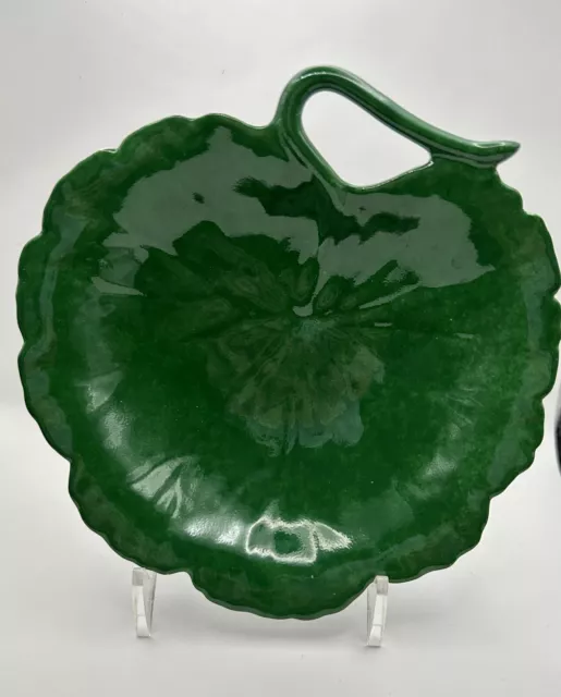Laure Japy Paris, Limoges France Green Leaf Porcelain Trinket Dish 5.75”W