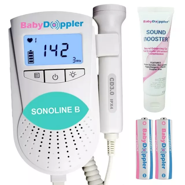 UK Sonoline B Fetal Doppler 3MHz Probe, Baby Heart Monitor, Backlight LCD, GeL