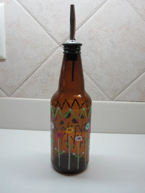 Oil Dispenser Kitchen Multi-Color Flowers NEW Hand Painted