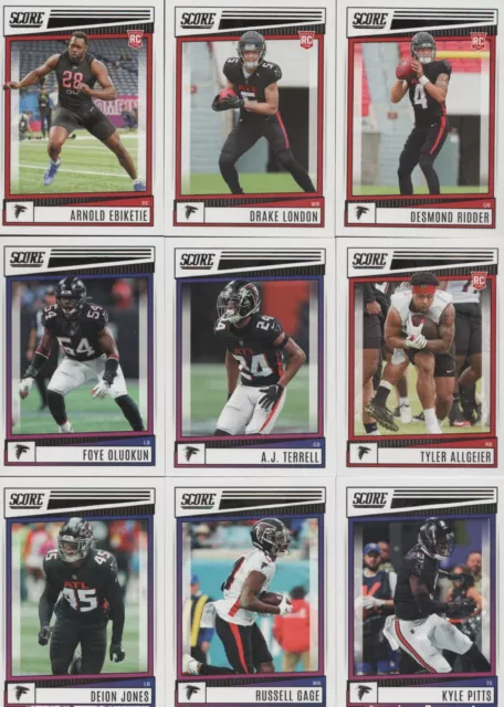 2022 Score Atlanta Falcons Team Set W/Rc's ( 12 Cards )