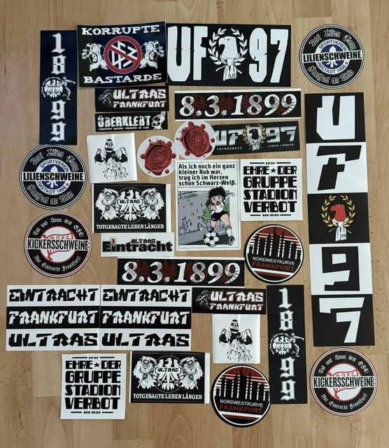 30X AUFKLEBER EINTRACHT Frankfurt Ultras Sammlung SGE inkl 1 Reflektor