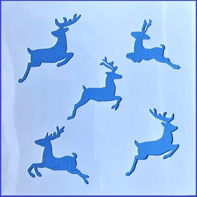 Flexible Stencil *FLYING REINDEER* Jumping Christmas Card Making 14cm x 14cm