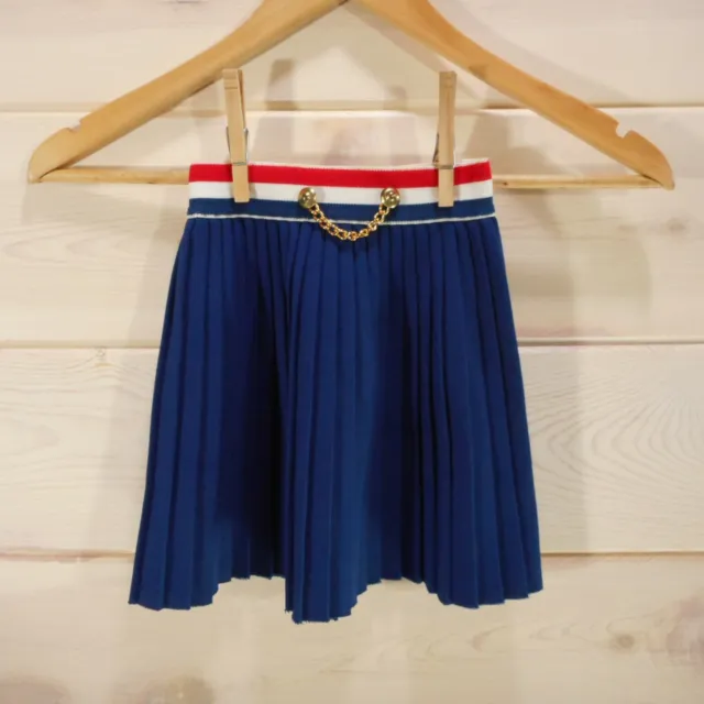 Vintage Girls Childrens Size 5-6 Skirt Pleated Preppy Kids Navy Chain