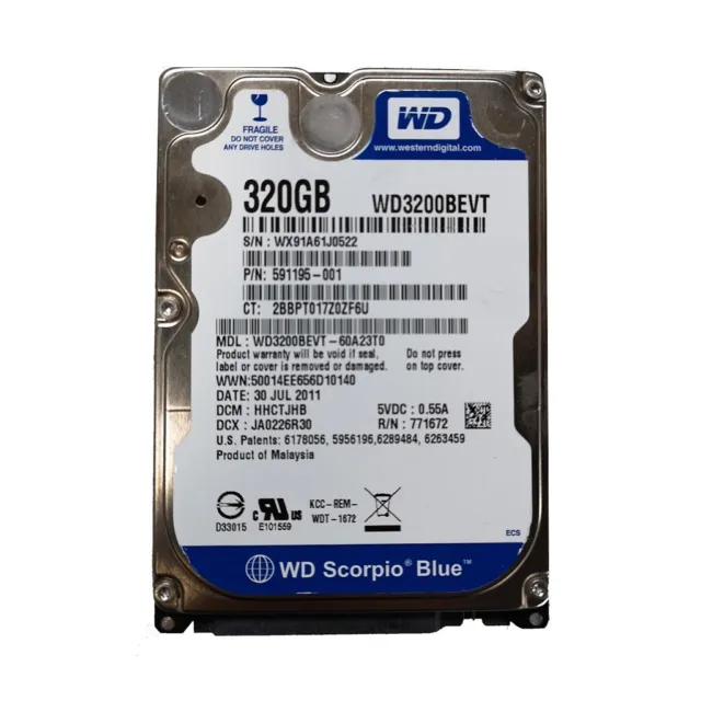 Western Digital 320GB WD3200BEVT 5400RPM 8MB SATA 2.5" Laptop Hard Disk Drive