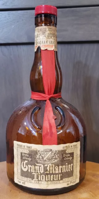 VINTAGE GRAND MARNIER 750 Ml Cognac Liqueur Glass Bottle EMPTY Barware ...