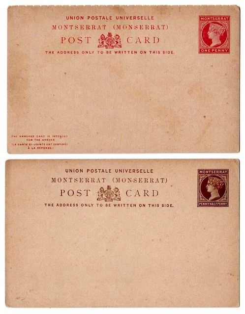Montserrat vintage postal stationery lot of 2 c1910 British Overseas Territory