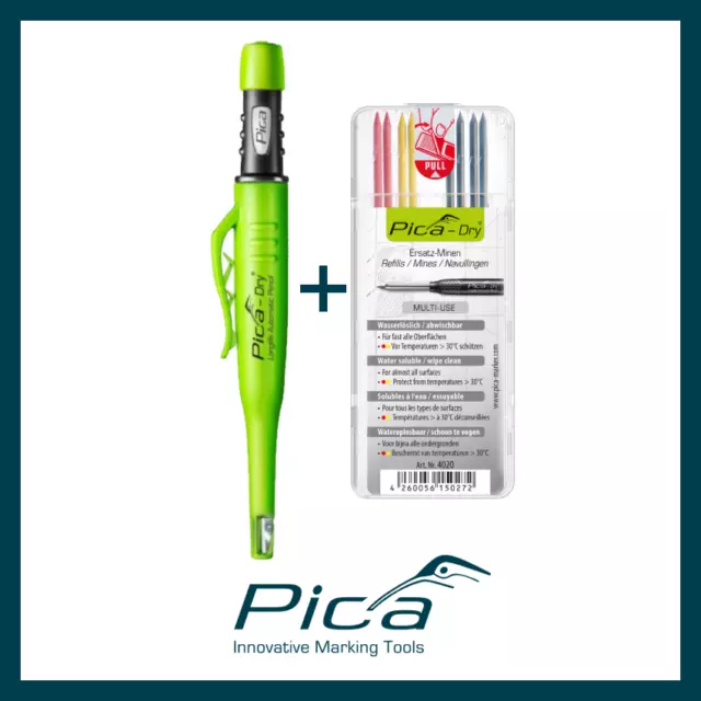 Pica Innovative Marking Tool | 1x Pica-Dry Automatic Pen + 1 x Refill Pack