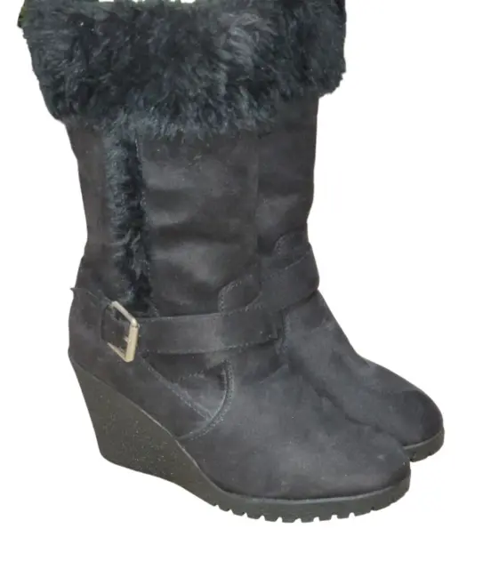 American Eagle Women's Black Faux Fur Boots Size 6.5