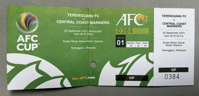 Collector's Ticket AFC Cup 2023/24 Terengganu FC - Central Coast Mariners VIP Green