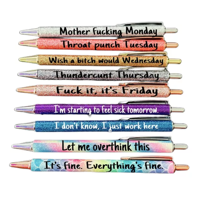 https://www.picclickimg.com/69IAAOSwgnpjWlA8/5-9PCS-Glitter-Pens-Funny-Swear-Word-Ballpoint-Weekday.webp