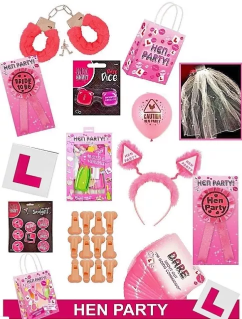 Hen Bride stag Party Accessories sash balloons head boppers photo props etc