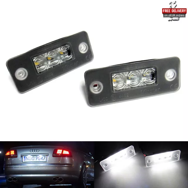 2x LED Licence Number Plate Light Lamp White Fit For 2002-2010 Audi A8 S8 D3 4E