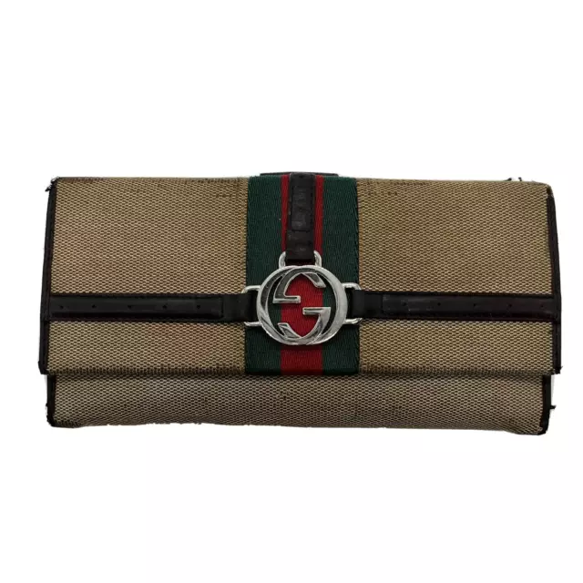 A056_GUCCI Authentic Long wallet Vintage Sherry wallet/From Japan/Fast shipping
