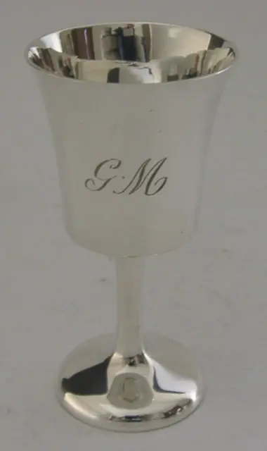 Superb English Solid Sterling Silver Shot Cup Mini Goblet Cup 1971 Barware