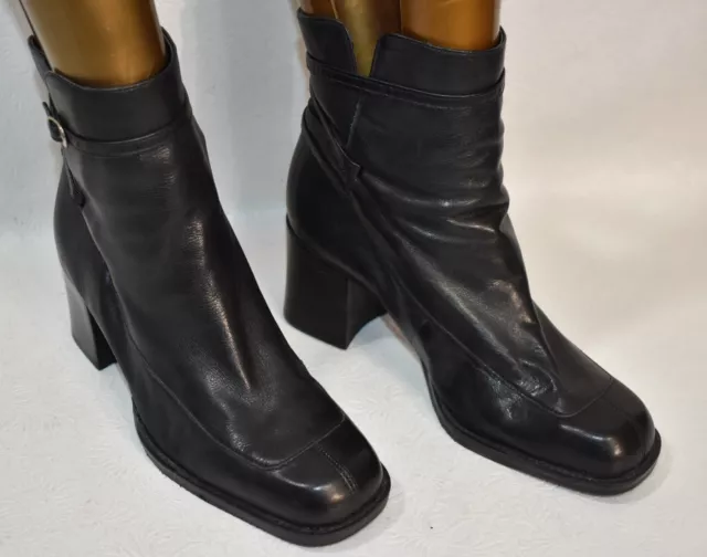 Enzo Angiolini Boots Black Ankle Size 6.5 Vintage Chunky Heel