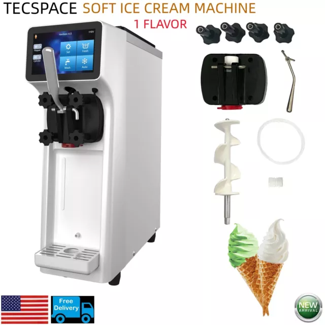 TECSPACE 10-20L/H Commercial Soft Ice Cream Machine 1300W Frozen Yogurt Maker