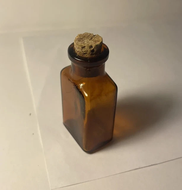 Vintage Glass Poison Bottle With Cork Top