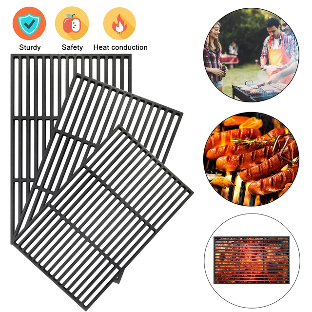 Grilles De Cuisson En Fonte 43x21 Cm - Compatibles CharBroil, Landmann, Barbecook, Profi Cook