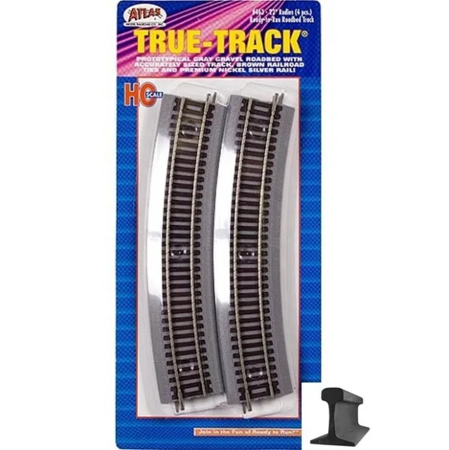 Atlas HO Scale ~ New 2024 ~ True Track ~ 22″ Radius Curve Code 83 ~ 4 Pcs ~ 463