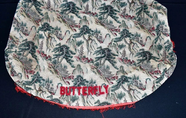 Vintage Asian Tapestry Multicolor Fitted Cushion or Table Cover Marked Butterfly