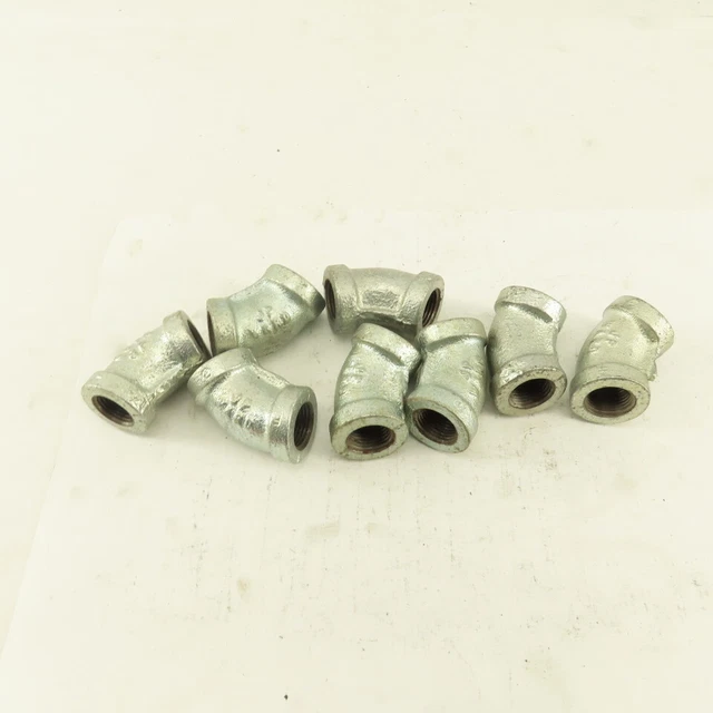 3/8" NPT 45° Elbow Galvanized Iron Pipe Schedule 40 Lot of 8