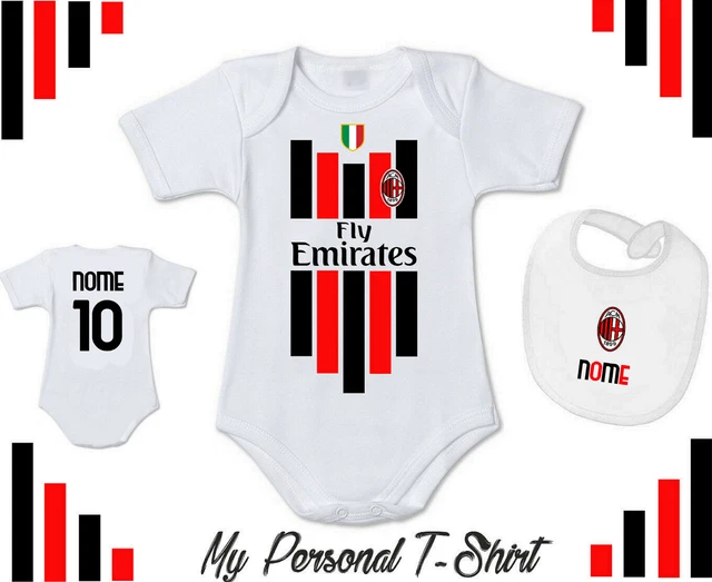 Coordinato Body Bavaglino Neonato Milan Personalizzato Con Nome Idea Regalo