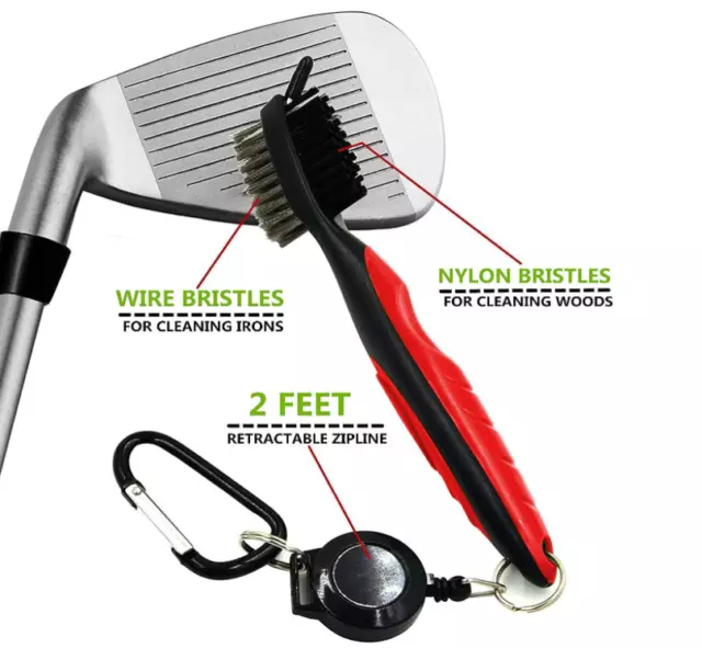 Golf Club Groove Brush Cleaner Tool clip to bag, Irons,woods - UK STOCK/ SELLER