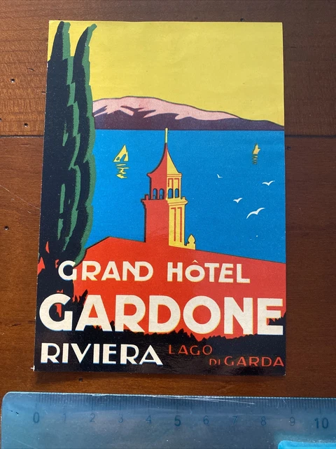 etichetta albergo valigia luggage label GRAND HOTEL GARDONE RIVIERA LAGO GARDA