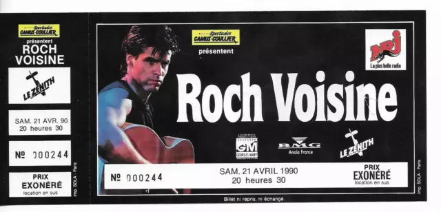 Rare / Ticket Concert - Roch Voisine : Live A Paris 1990 + Carton Invitation