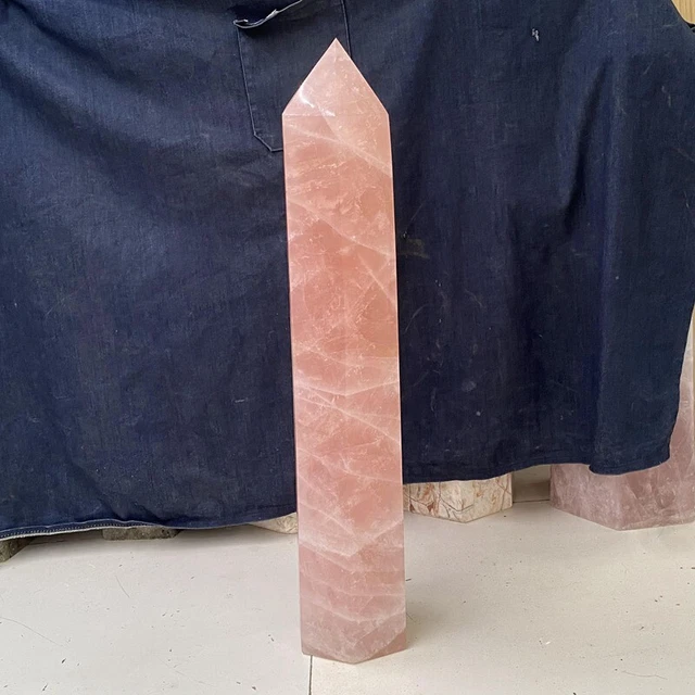 top 36.3LB High quality Natural Rose quartz Point Crystal Obelisk Wand -3