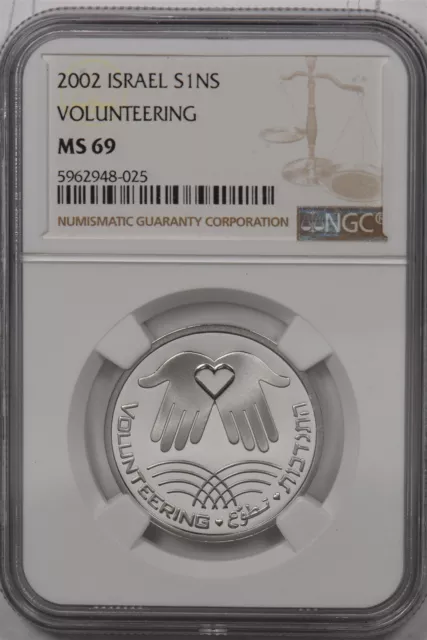 Israel 2002 New Sheqel NGC MS 69 Silver Volunteering NG1510 combine shipping