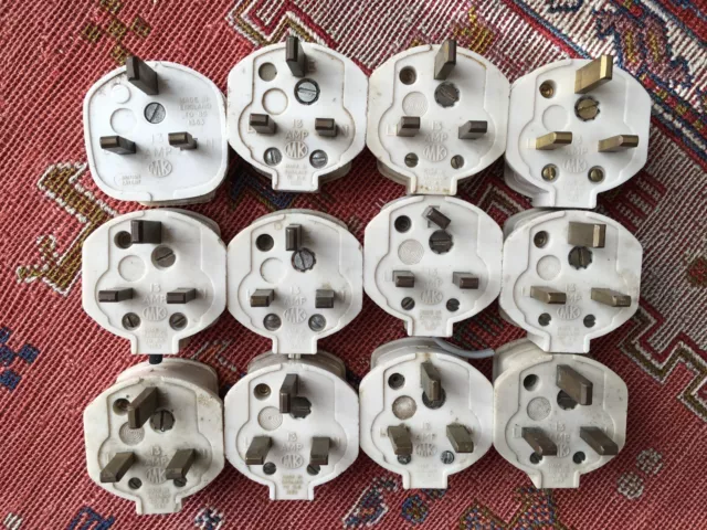 Job lot of 12 vintage MK mains plugs