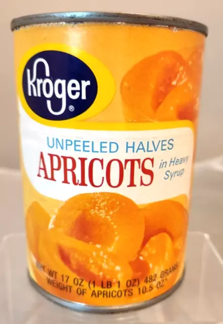 Vintage 1 lb. 1 oz Kroger Apricot Halves 3" Dia. w/Orig Lbl Cincinnati OH USA