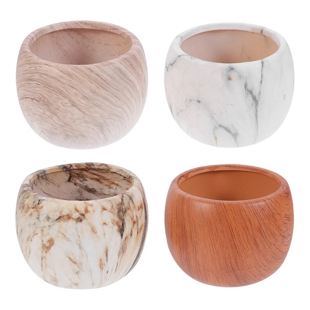 4pcs kleiner Blumentopf Keramik Pflanzer Töpfe Holz Getreide Kindergarten