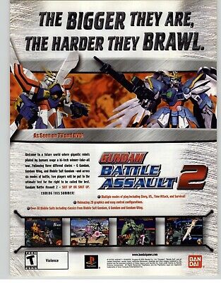Gundam: Battle Assault 2 PS1 2002 Vintage Print Ad/Poster Official BANDAI Art