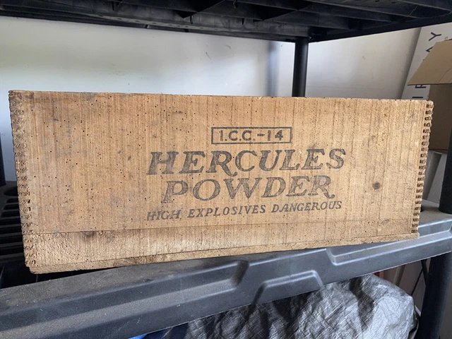 Hercules Powder Extra Dynamite Mining Box Wood Crate with Tongue and Groove