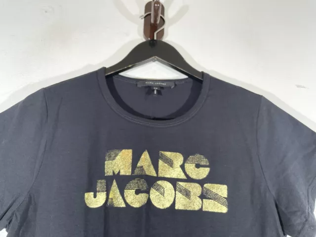 Marc Jacobs Glitter Logo Boxy Black Short Sleeve T-Shirt M Medium USA Womens 3