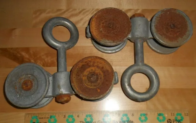 Pair Richards Wilcox Door Trolley Wheel Assembly 3" Dia  Barn Free Ship