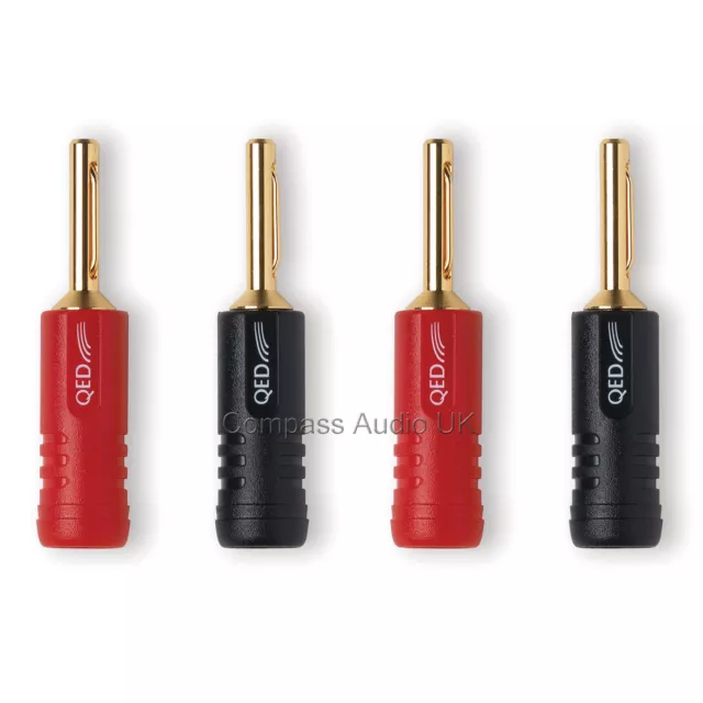QED SCREWLOC 4mm BANANA PLUGS Forte ABS Connectors (4 Pack) QE1880