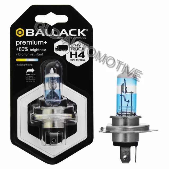 Lampadina Fari CAMION H4 Premiun +80% Luminosa +Luce 24V 75/70W TRUCK BALLACK