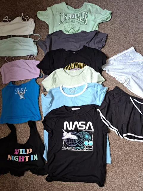 Girls Size 10 To 11 Years Summer Large Bundle Tshirts shorts Tops