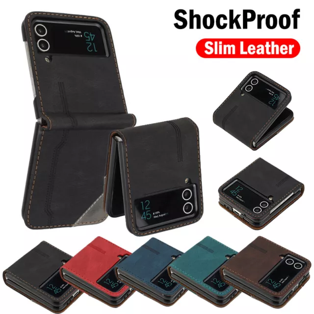 Étui Coque Antichoc Pour Samsung Galaxy Z Flip5 Flip4 Flip3 Cuir Hybride Cover