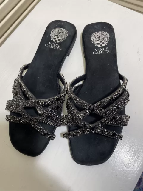 Vince Camuto Slide On  Sandals with Black Jewels Black Size 9M Never Worn