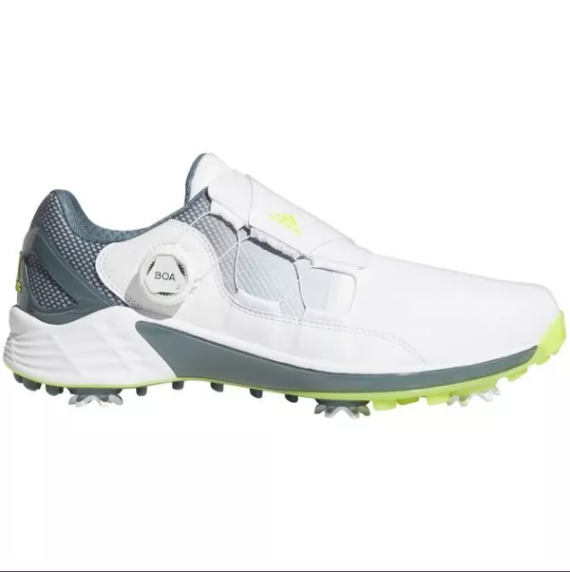 NEW Mens Adidas 2021 ZG21 BOA Golf Shoes White / Acid Yellow / Blue 8.5 M
