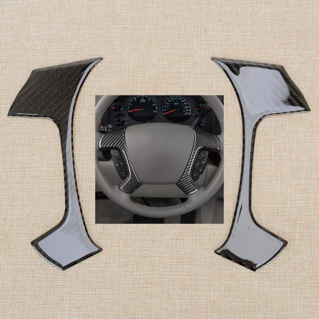 Carbon Fiber Steering Wheel Button Cover Fit For Silverado Sierra GMC Yukon